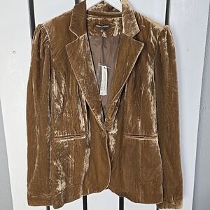 Adrienne Vittadini Velvet Emma Blazer Matte Gold Brown 14 Academia 70s Career